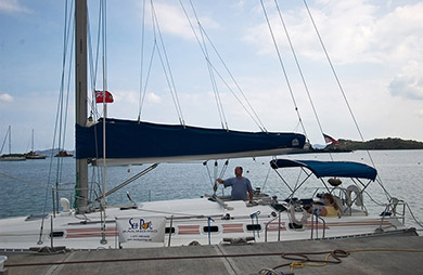 Our 45-foot sailboat, which was home for the next 6 days. (Sailing the British Virgin Islands)